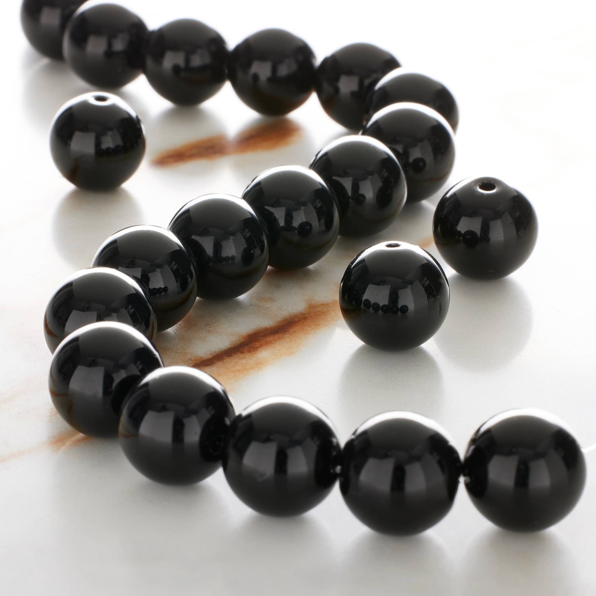12 Pack: Black Jasper Round Beads, 12mm by Bead Landing™